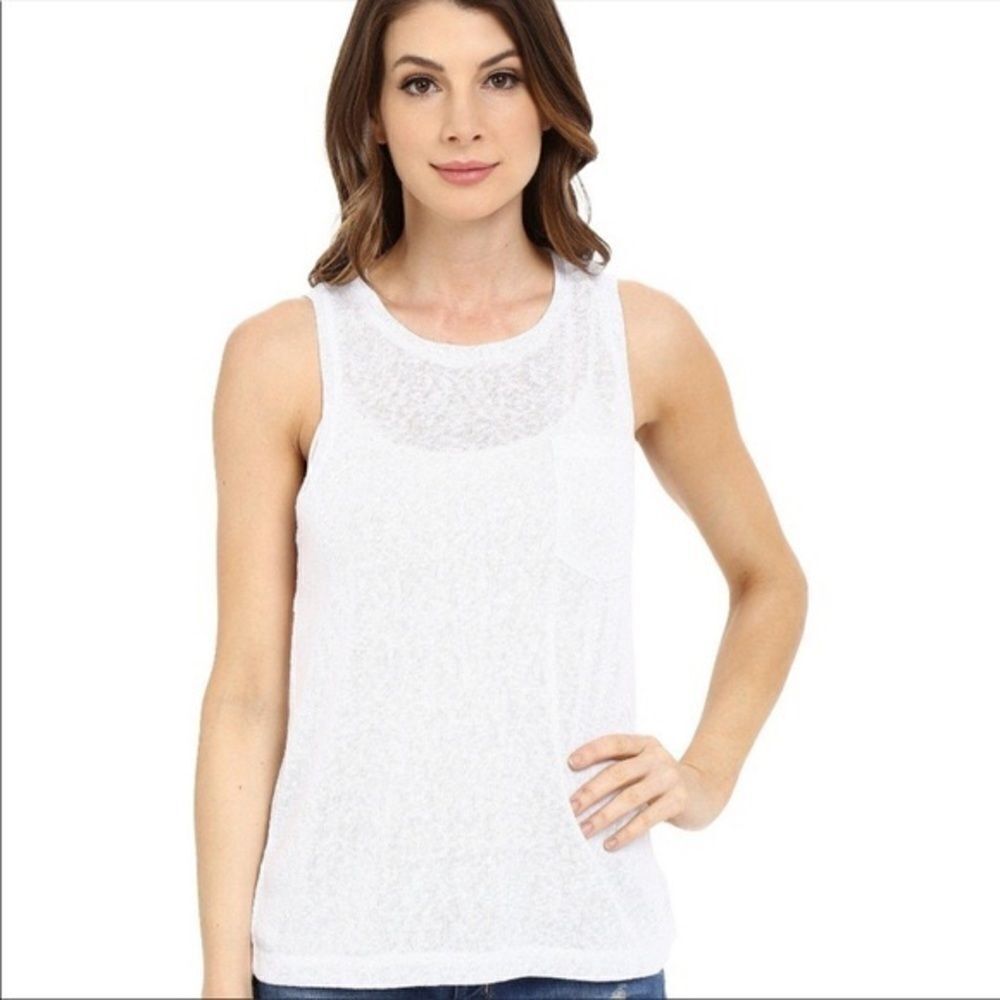 BLANKNYC Sleeveless Linen Cut Out Tank White Large